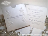 bijela ekskluzivna pozivnica za vjenčanje s 3D tiskom i cirkonima