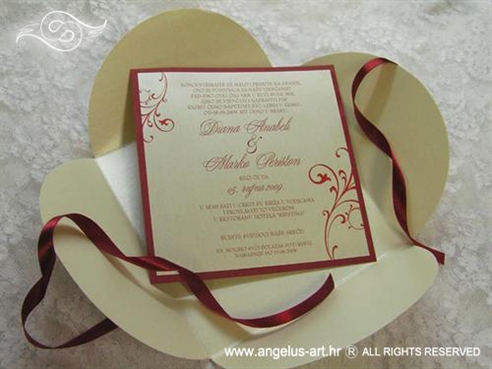 bordo crvena krem pozivnica za vjencanje s masnicom