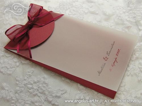 bordo crvena zahvalnica za vjenčanje s organdij mašnom