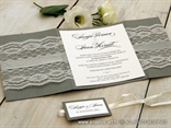 elegant silver lace wedding invitation