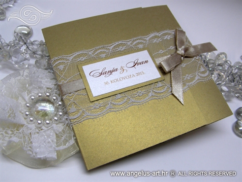 golden classic lace invitation