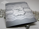budget silver wedding invitation with lace motif