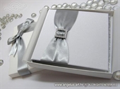 Wedding rings pad - Silver Ribbon with Brooch