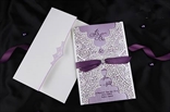 laserski rezana cipkasta lila moderna pozivnica za vjencanje