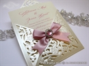 laser cut wedding invitation with satin bow