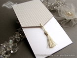 luxury white wedding invitation with fringe