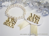 Boutonniere and bracelet - Golden MR&MRS