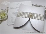 modern wedding invitation with pearls