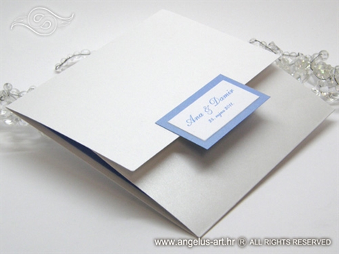 plavo bijela preklopna pozivnica za vjenčanje