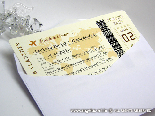 avijonska karta Airline ticket as a wedding invitation   Angelus Art avijonska karta