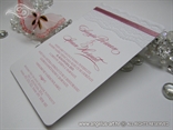 white and pink lace wedding invitation