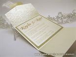 šampanj pozivnica za vjenčanje na rasklapanje s kartončićem s imenima i 3D tiskom