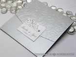 silver wedding invitation with zircon and embossing