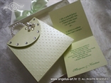 greeting card in a form of a green purse with zircons