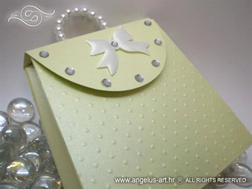 greeting card in a form of a green purse